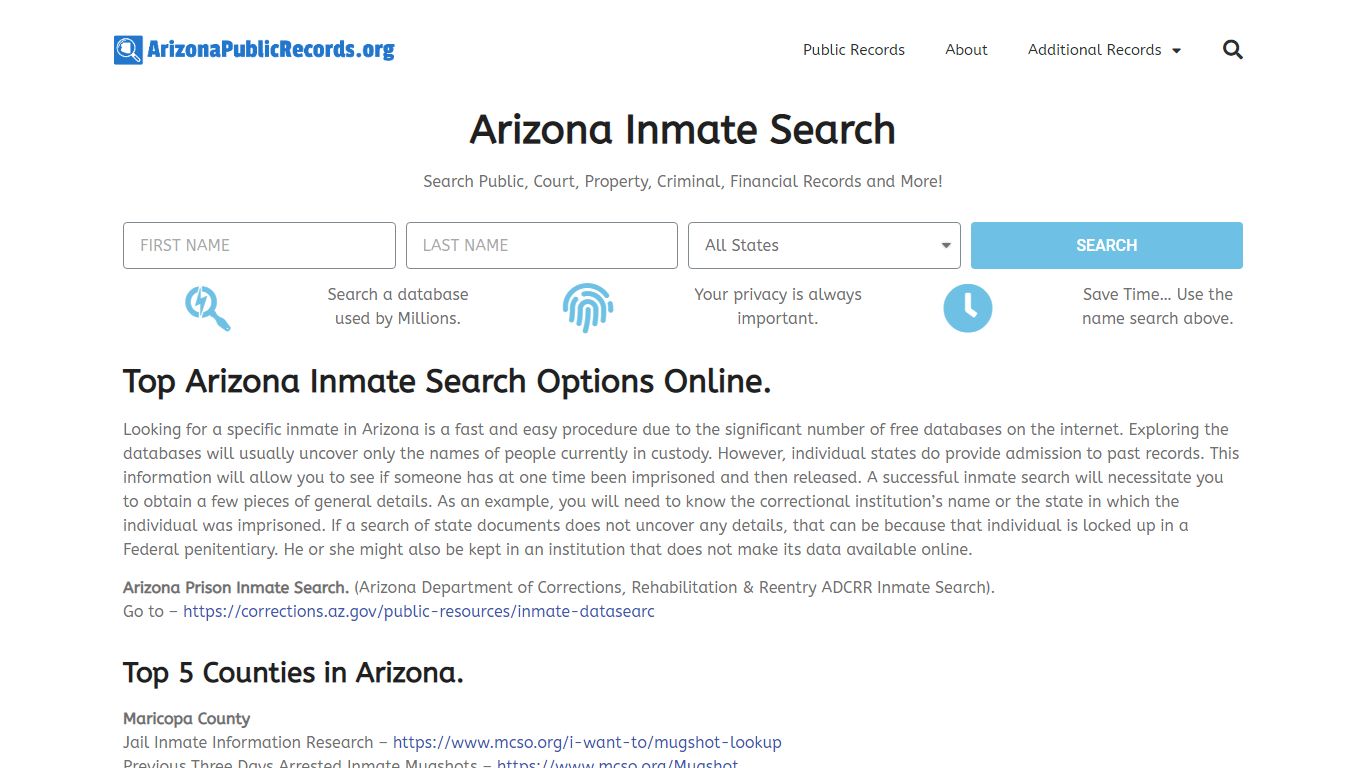 Arizona Inmate Search / ADCRR Inmate Lookup: ArizonaPublicRecords.org